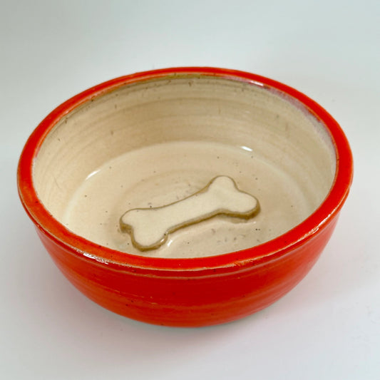 Ceramic Dog Bowl - Orange