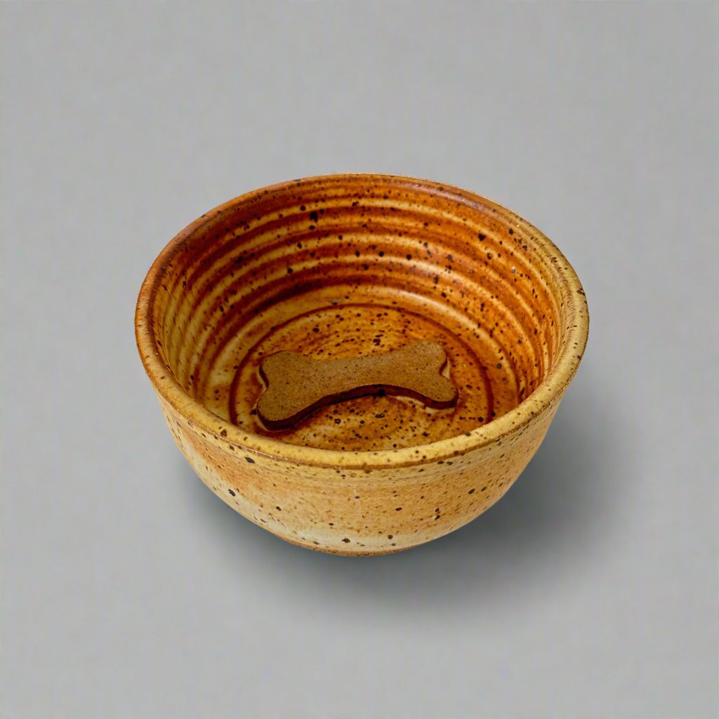 Ceramic Dog Bowl - Speckled Yellow